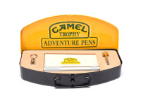 1995 CAMEL TROPHY ADVENTURE PENS Traveler Matt Silver Durable Field Ballpoint Pen In Metal Box with Add On Clip or Keychain - Made In Germany by Diplomat