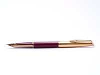 1957 Waterman C/F (CF) Gold Filled & Burgundy Red Resin - First Cartridge 18K Gold F Nib Fountain Pen