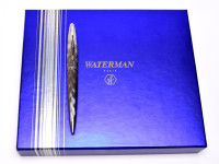 NOS Amazing Waterman Carene/CARÈNE ESSENTIAL SILVER ST Wave Ballpoint Pen In Box With Notepad Made in France